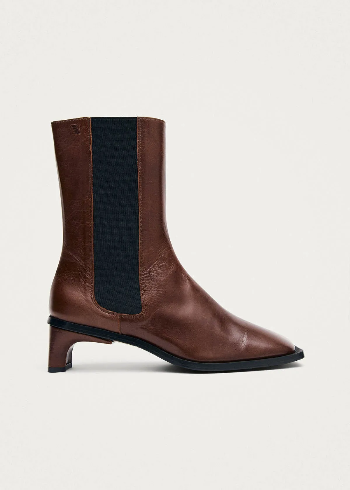 Elowen Rift Dark Chocolate Leather Boots sold by Alohas