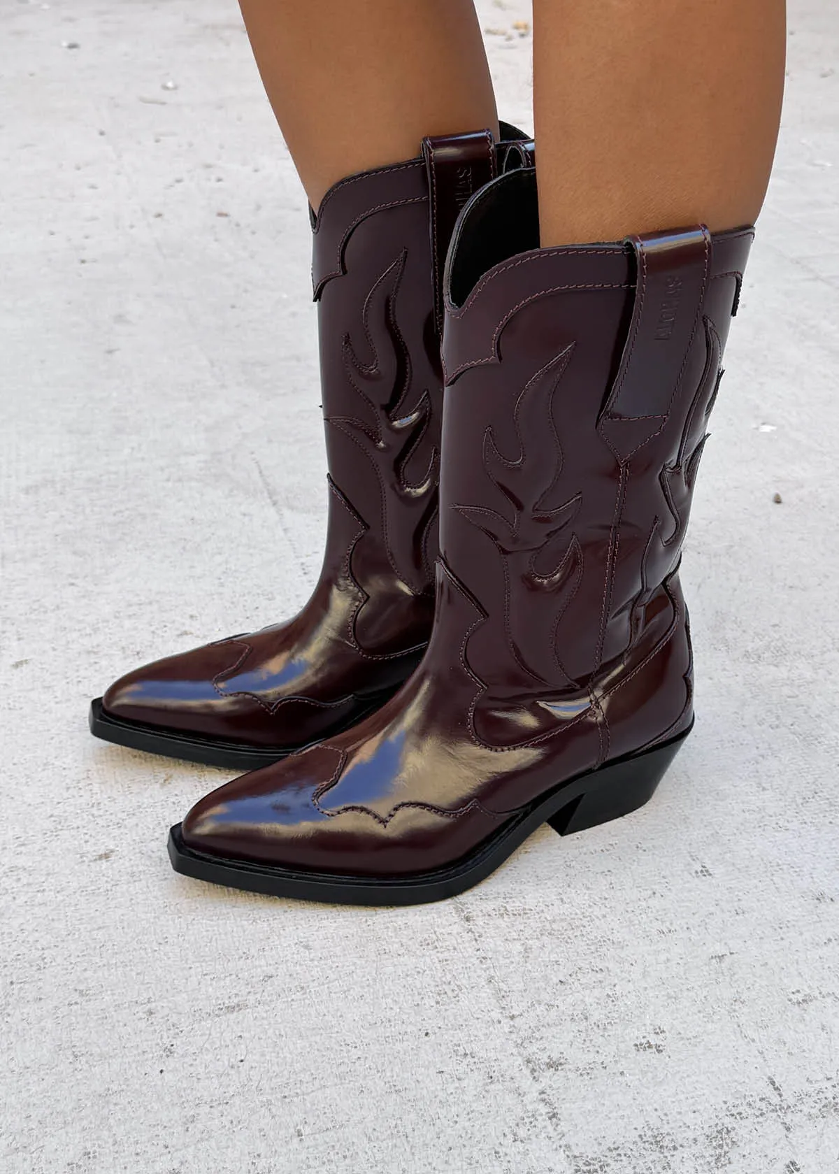 Calyx Burgundy Leather Boots sold by Alohas product image thumbnail 2