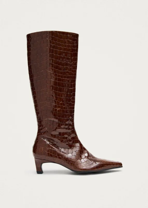 Gema Alli Brown Leather Boots sold by Alohas