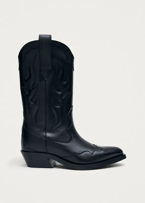 Calyx Black Leather Boots sold by Alohas