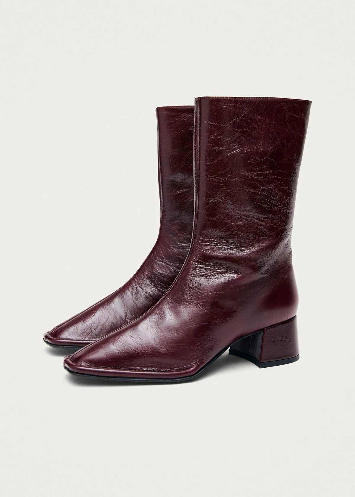 Berlin Rift Burgundy Leather Ankle Boots sold by Alohas product image thumbnail 5