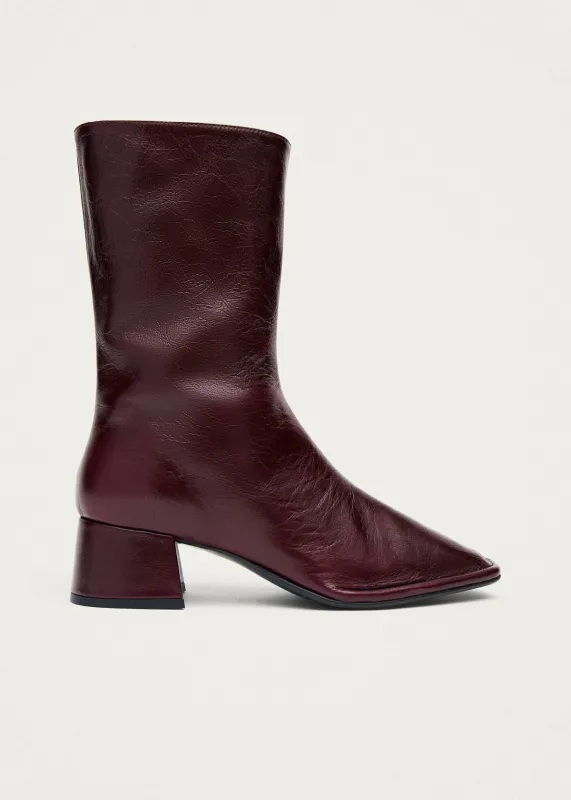 Berlin Rift Burgundy Leather Ankle Boots sold by Alohas
