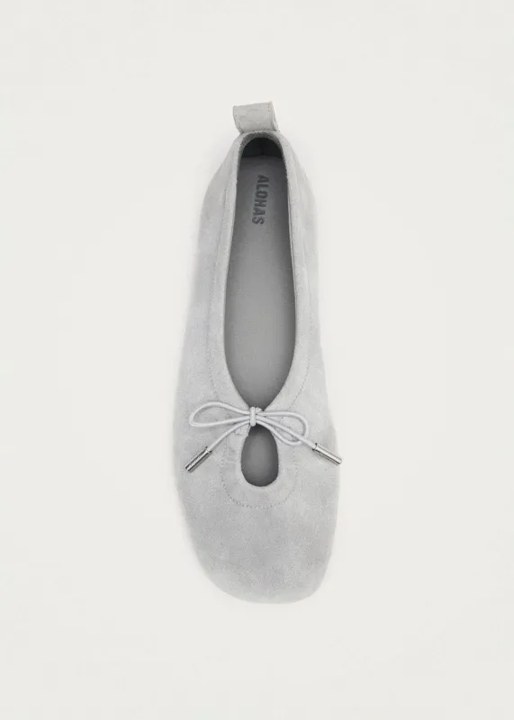 Rosalind Recycled Grey Leather Ballet Flats sold by Alohas