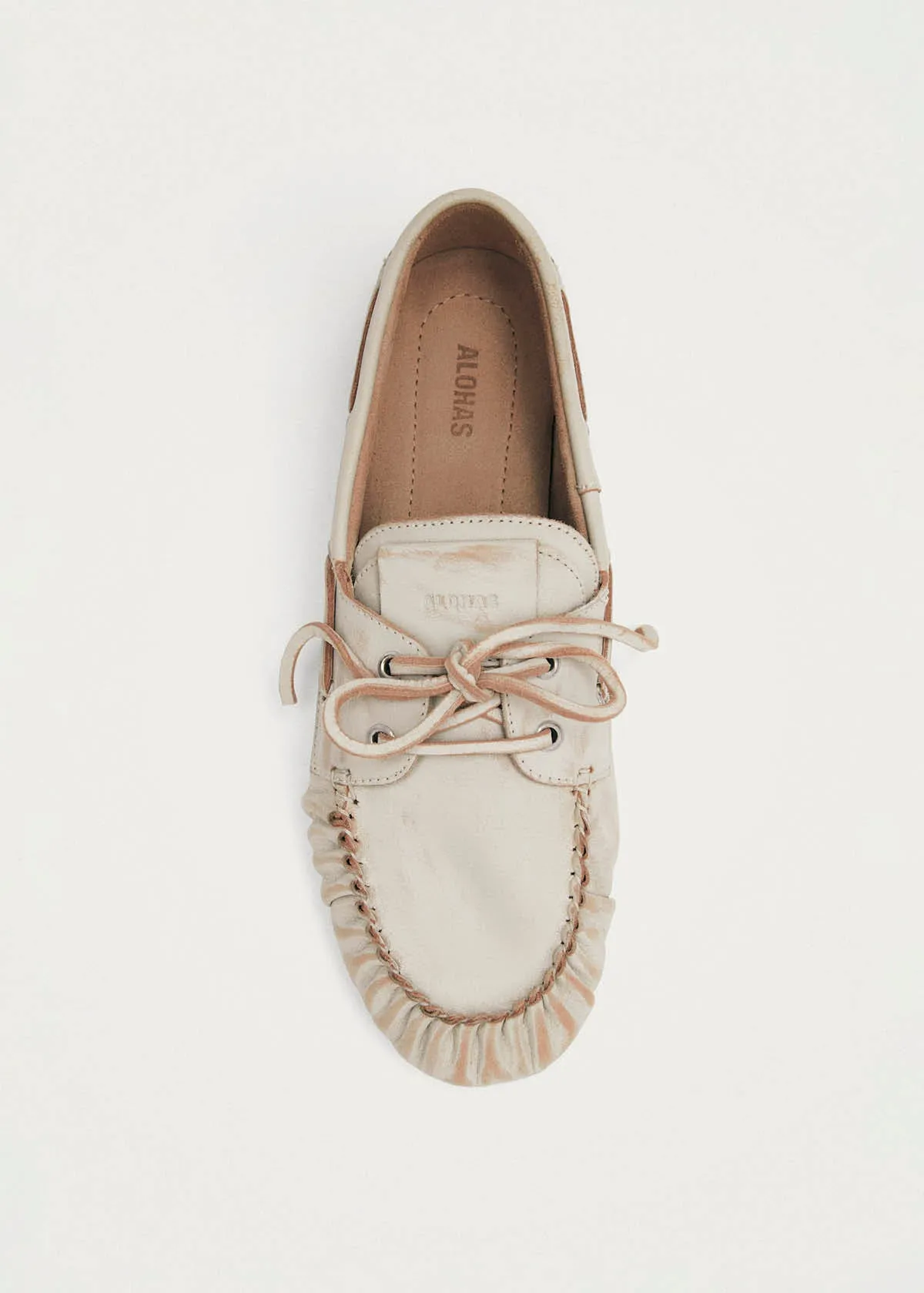 Rowan Brushed White Leather Loafers sold by Alohas product image thumbnail 5