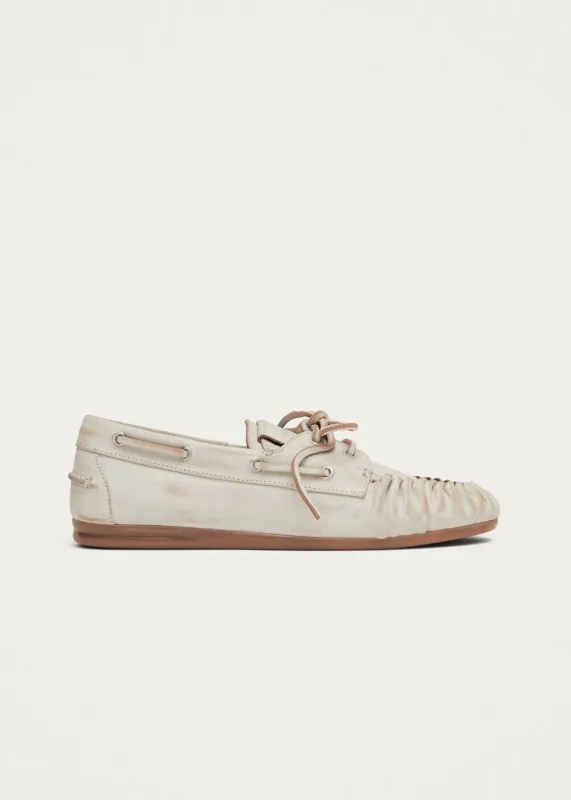 Rowan Brushed White Leather Loafers sold by Alohas