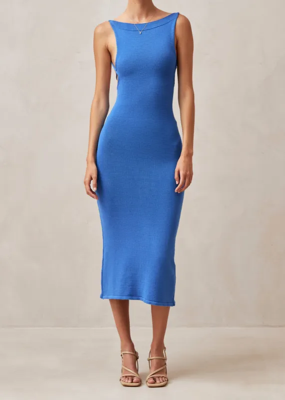 Delicate Blue Tricot Midi Dress sold by Alohas