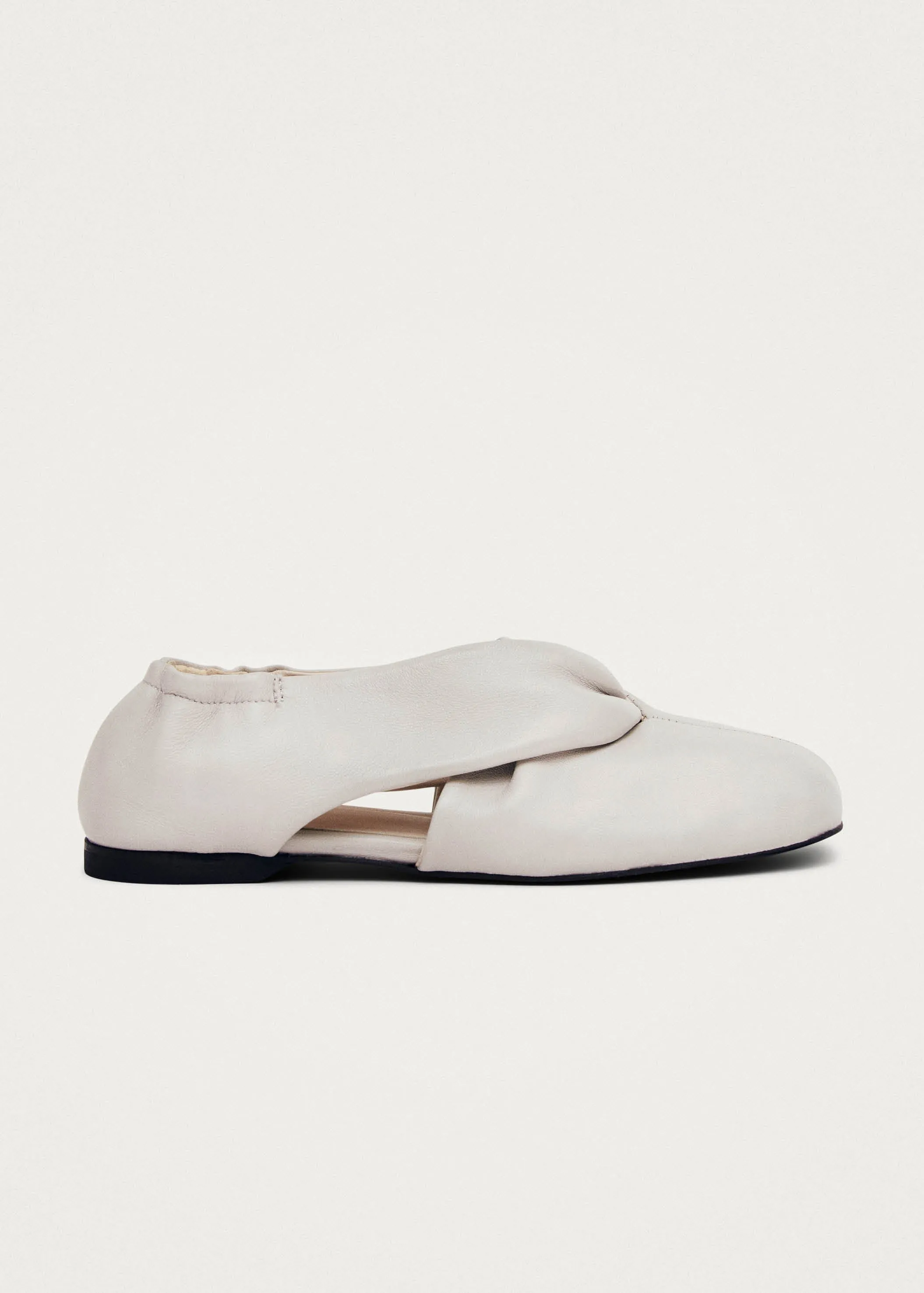 Alaula Light Grey Leather Ballet Flats sold by Alohas