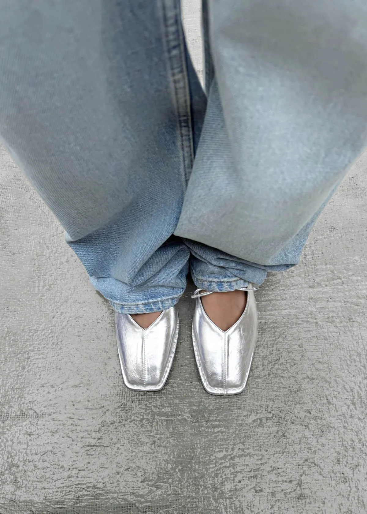Sway Shimmer Silver Leather Ballet Flats sold by Alohas product image thumbnail 2