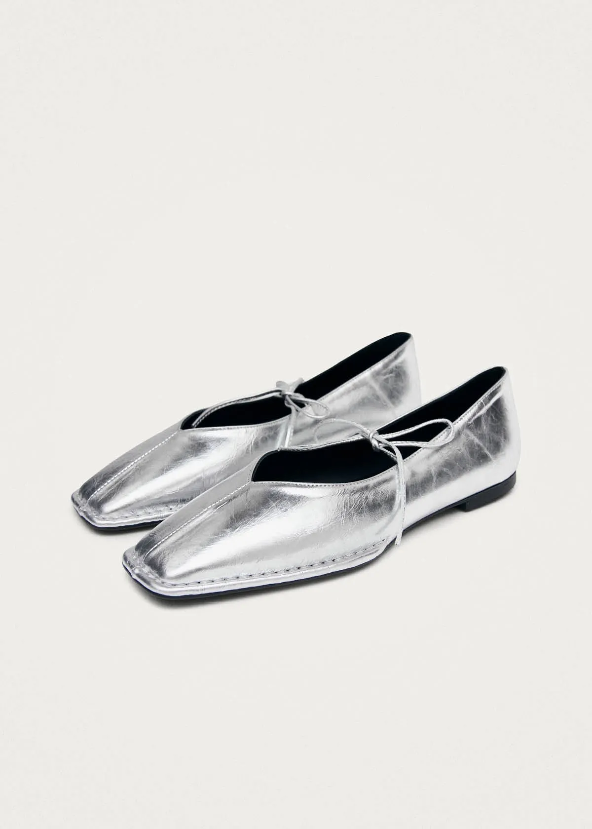 Sway Shimmer Silver Leather Ballet Flats sold by Alohas product image thumbnail 4