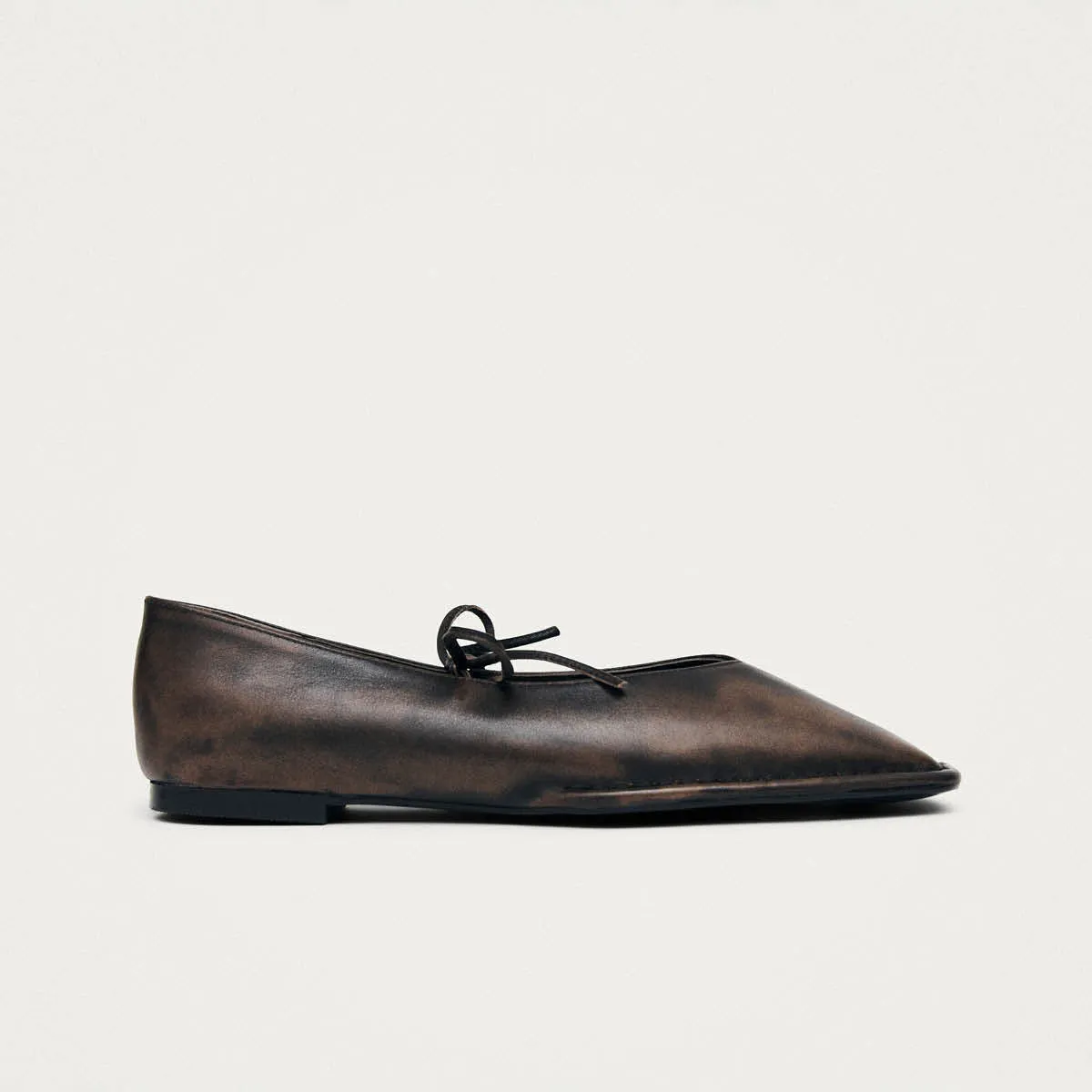 Sway Vintage Effect Brown Leather Ballet Flats sold by Alohas product image thumbnail 3