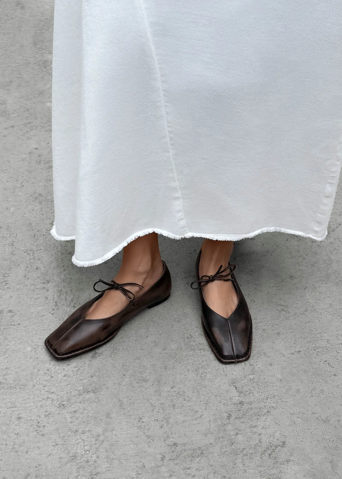 Sway Vintage Effect Brown Leather Ballet Flats sold by Alohas product image thumbnail 2