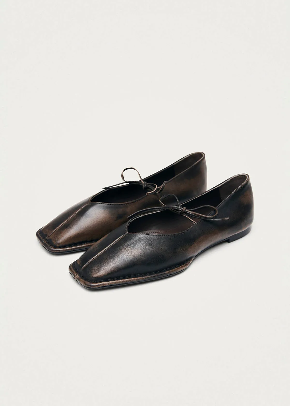 Sway Vintage Effect Brown Leather Ballet Flats sold by Alohas product image thumbnail 4