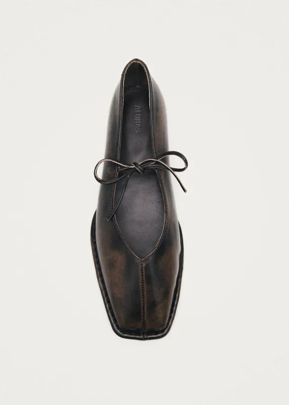 Sway Vintage Effect Brown Leather Ballet Flats sold by Alohas