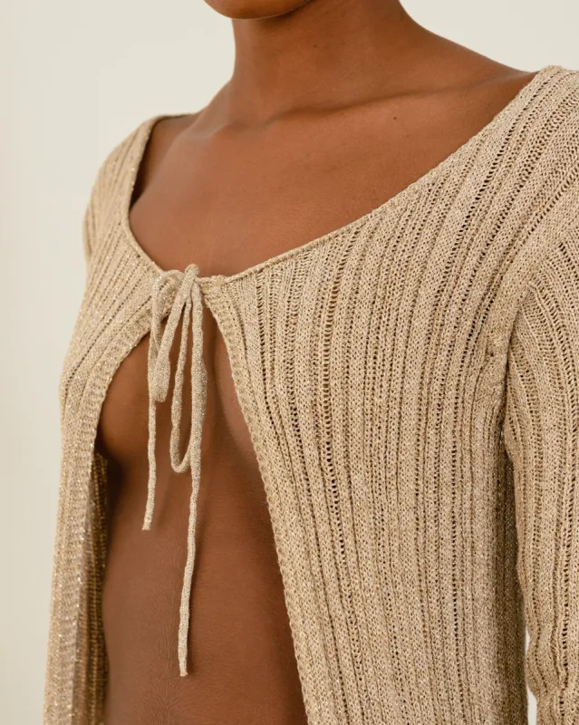 Witty Cream Tricot Cardigan sold by Alohas