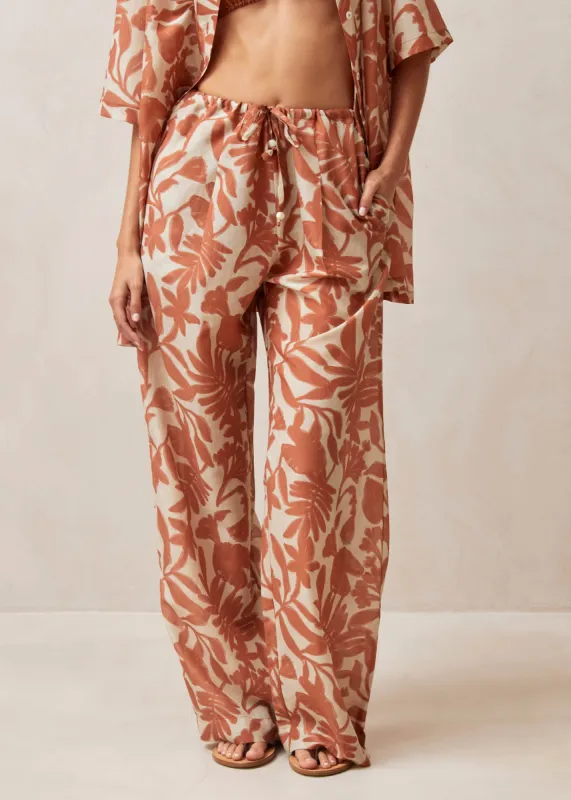 Tiki Floral Orange Pants sold by Alohas