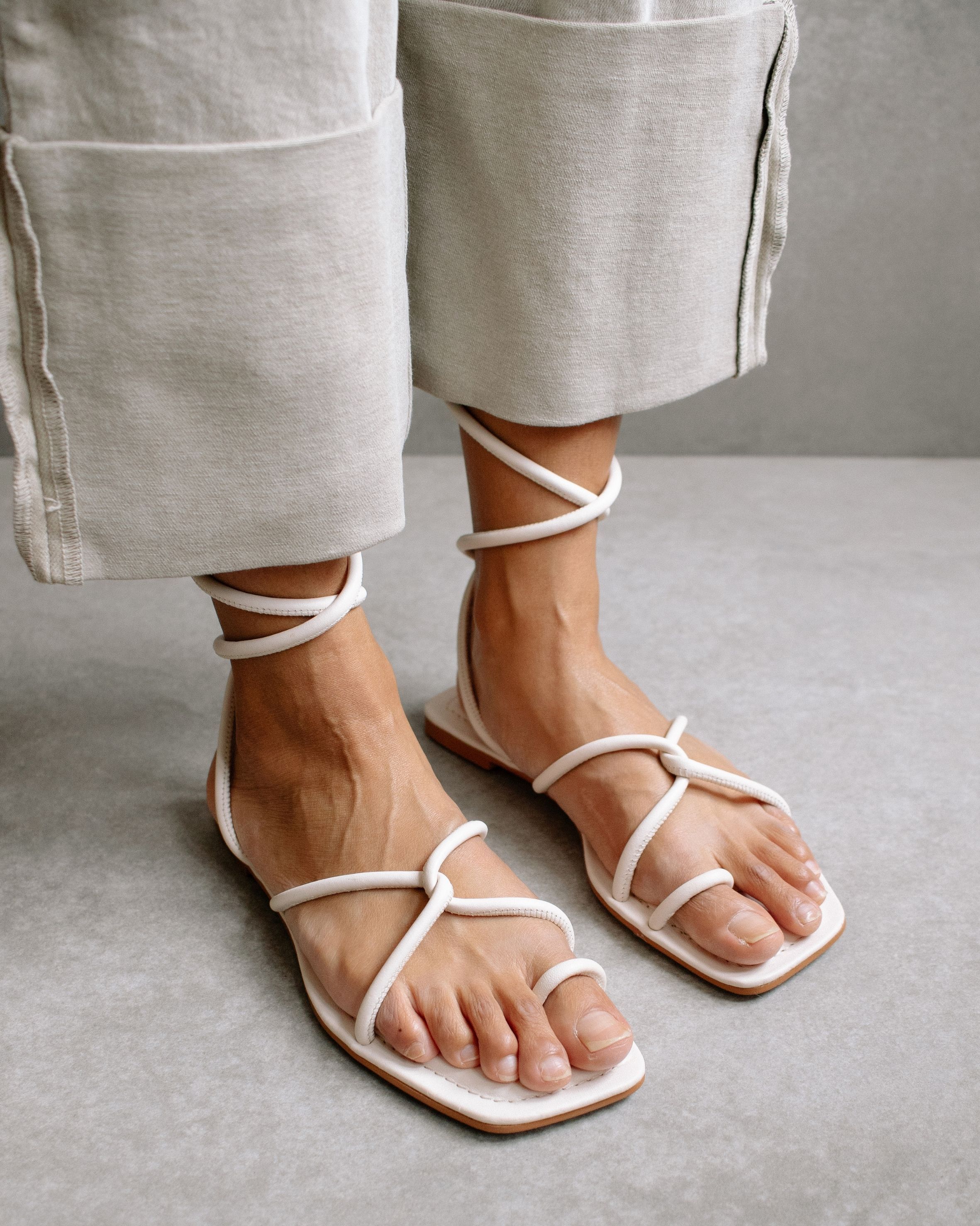 Lace Cream Leather Sandals sold by Alohas product image thumbnail 4
