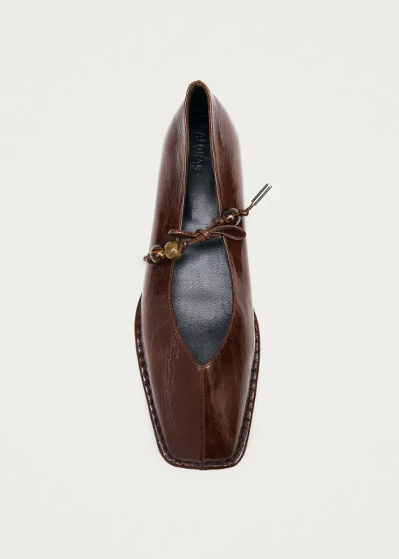 Sway Beads Rift Brown Leather Ballet Flats sold by Alohas