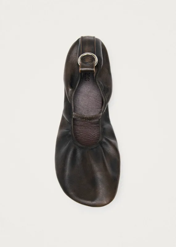 Naira Barefoot Vintage Effect Brown Leather Ballet Flats made by Alohas
