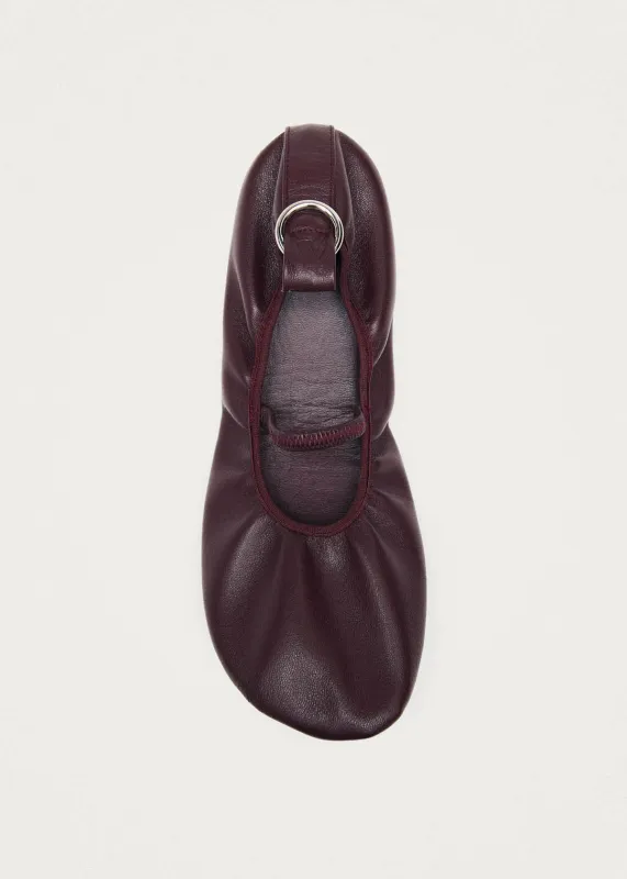 Naira Burgundy Leather Ballet Flats sold by Alohas