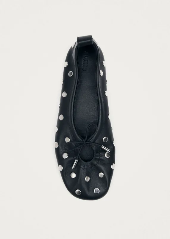 Rosalind All Studs Black Leather Ballet Flats sold by Alohas