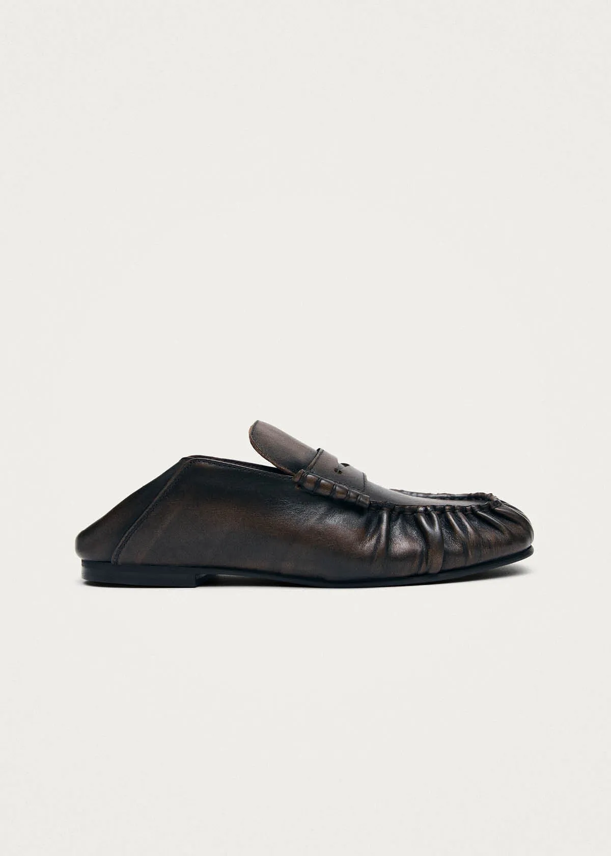 Aven Mule Vintage Effect Brown Leather Loafers sold by Alohas