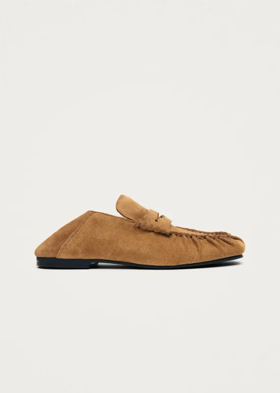 Aven Mule Suede Tan Leather Loafers sold by Alohas