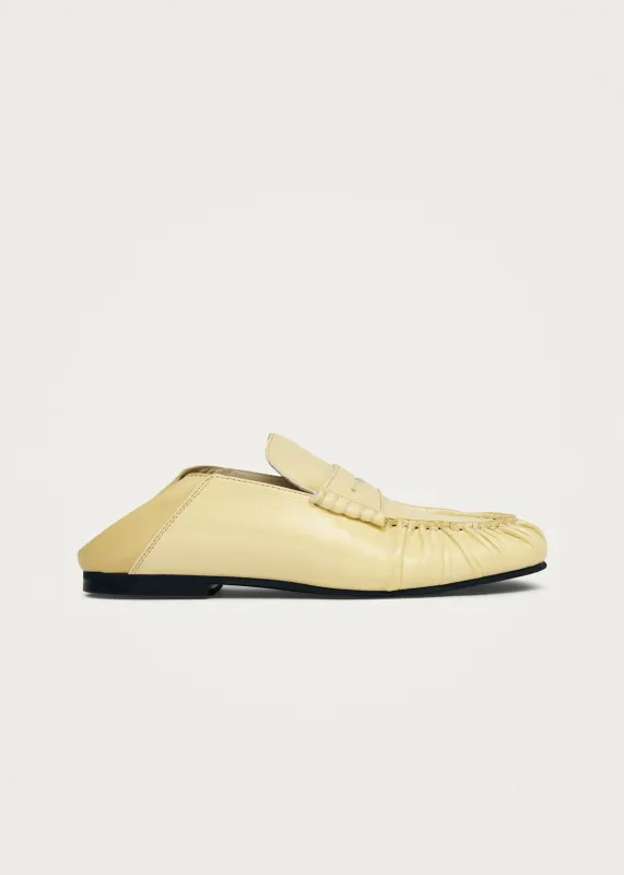 Aven Mule Patent Pale Yellow Leather Loafers sold by Alohas