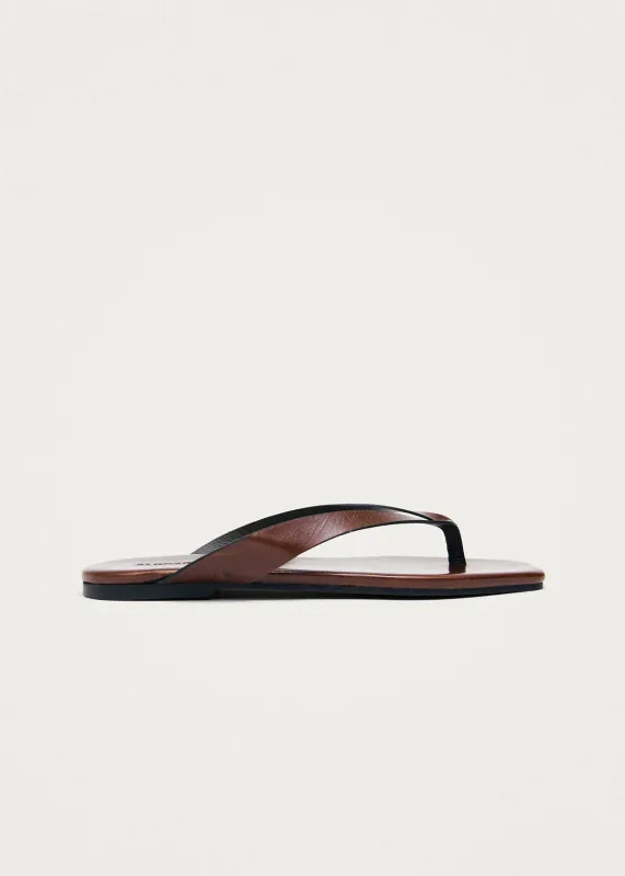 Ola Rift Brown Leather Sandals sold by Alohas