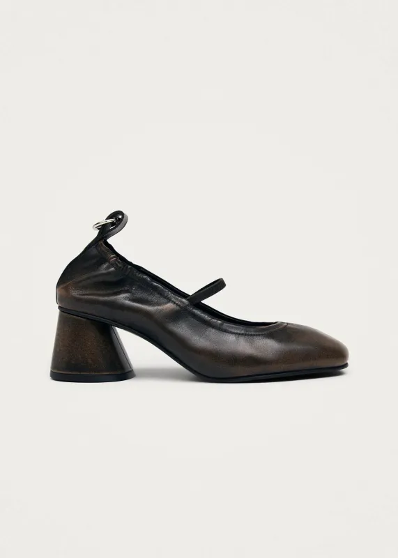 Rhiane Vintage Effect Brown Leather Pumps sold by Alohas