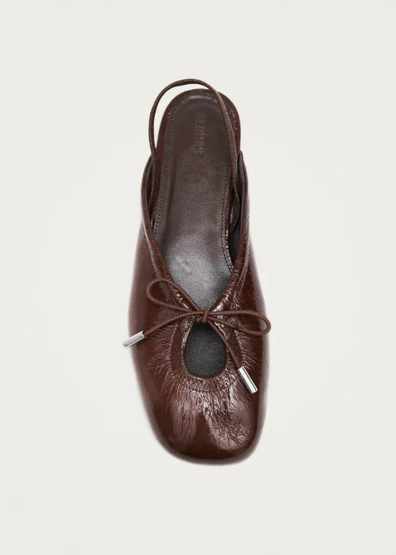 Oli Patent Brown Leather Ballet Flats sold by Alohas