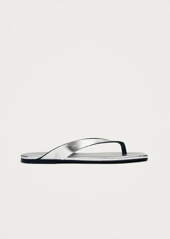Ola Shimmer Silver Leather Sandals sold by Alohas
