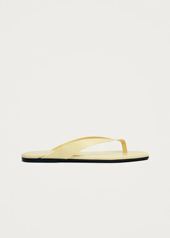 Ola Pale Yellow Leather Sandals made by Alohas