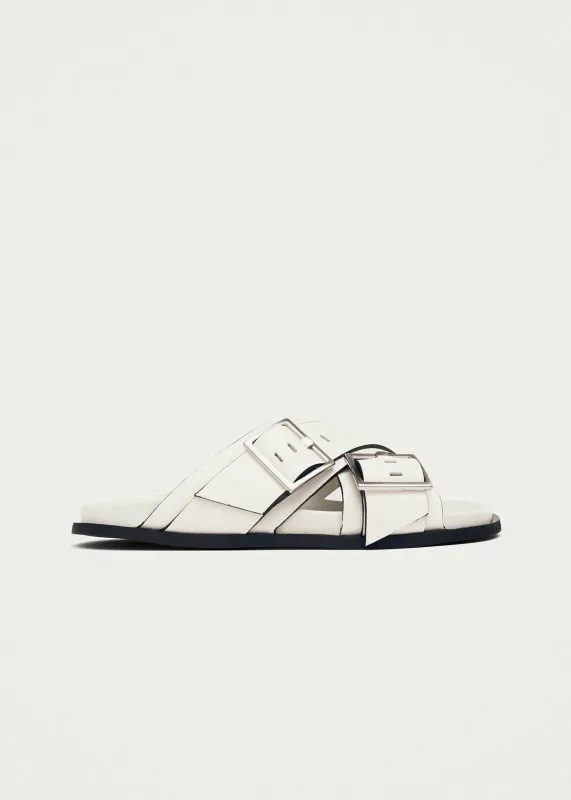 Caliza Cream Leather Sandals sold by Alohas