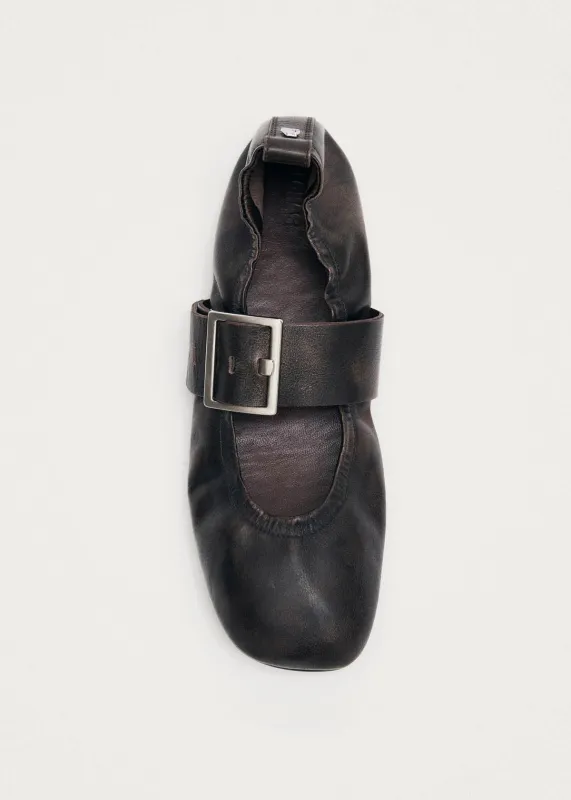 Sarea Vintage Effect Brown Leather Ballet Flats sold by Alohas