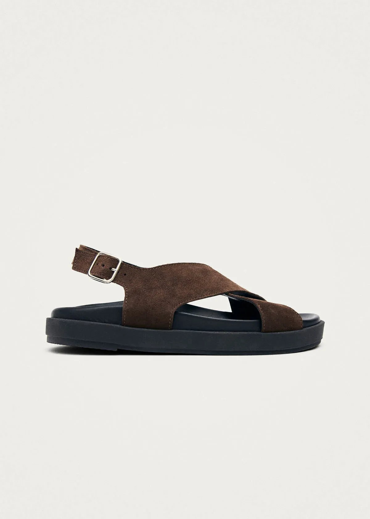 Nico Suede Dark Brown Leather Sandals sold by Alohas