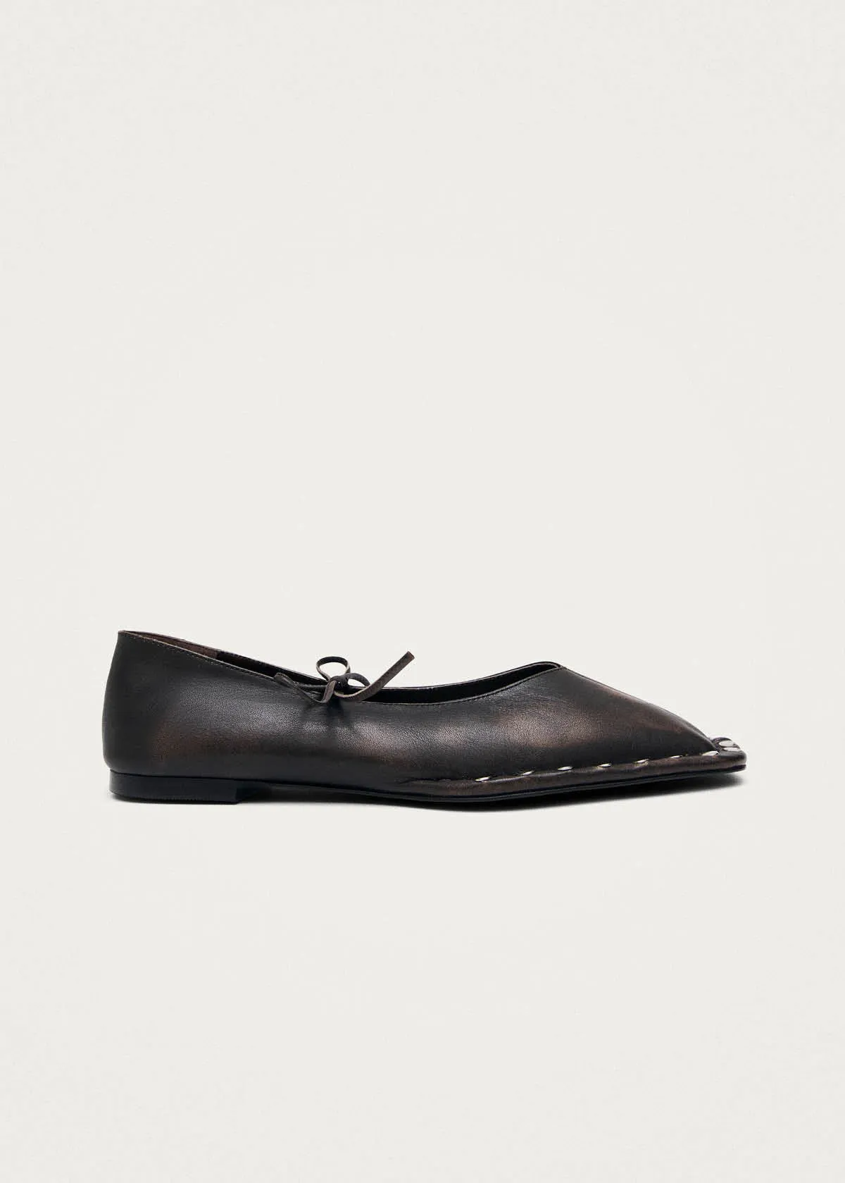 Sway Studs Vintage Effect Brown Leather Ballet Flats sold by Alohas product image thumbnail 4