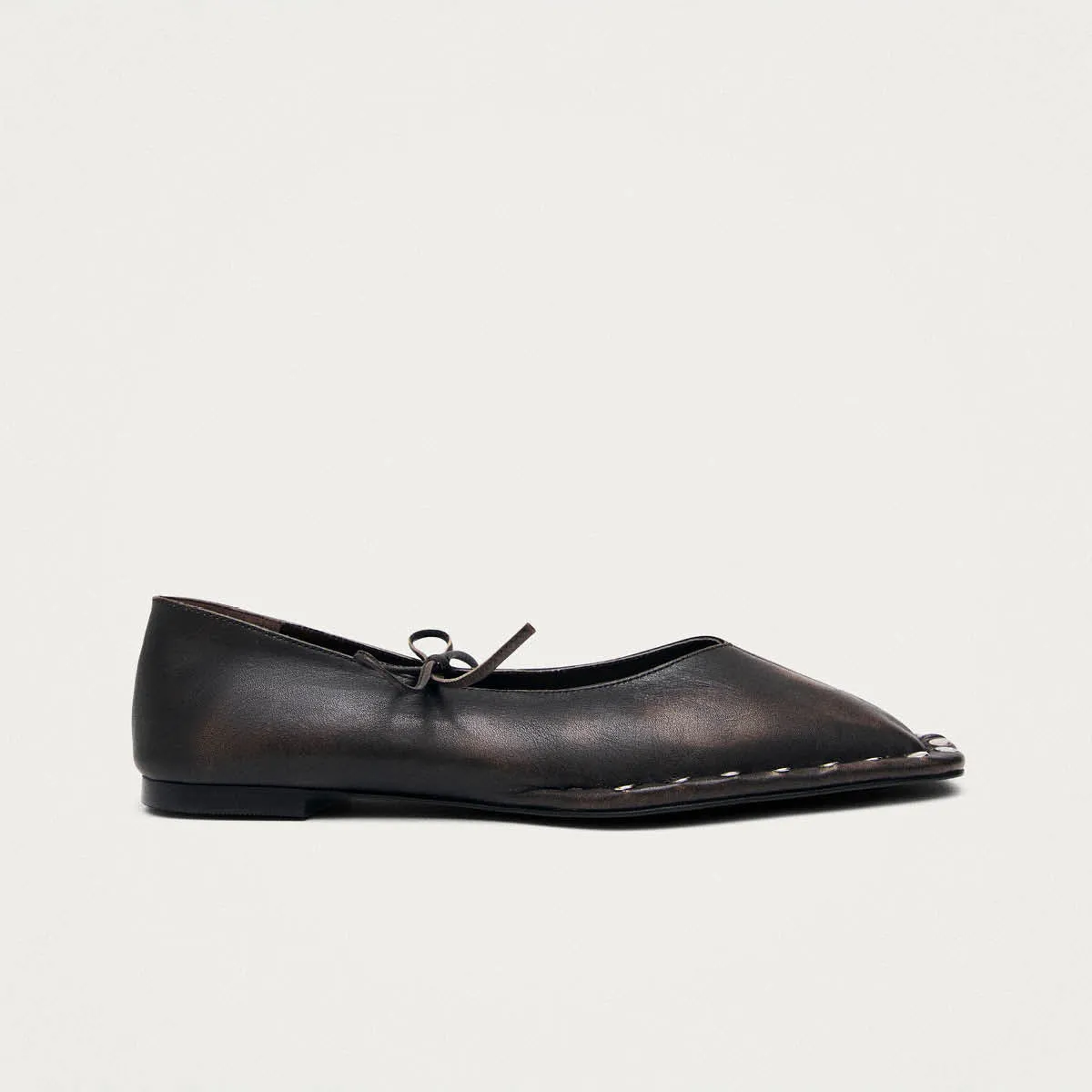 Sway Studs Vintage Effect Brown Leather Ballet Flats sold by Alohas product image thumbnail 3