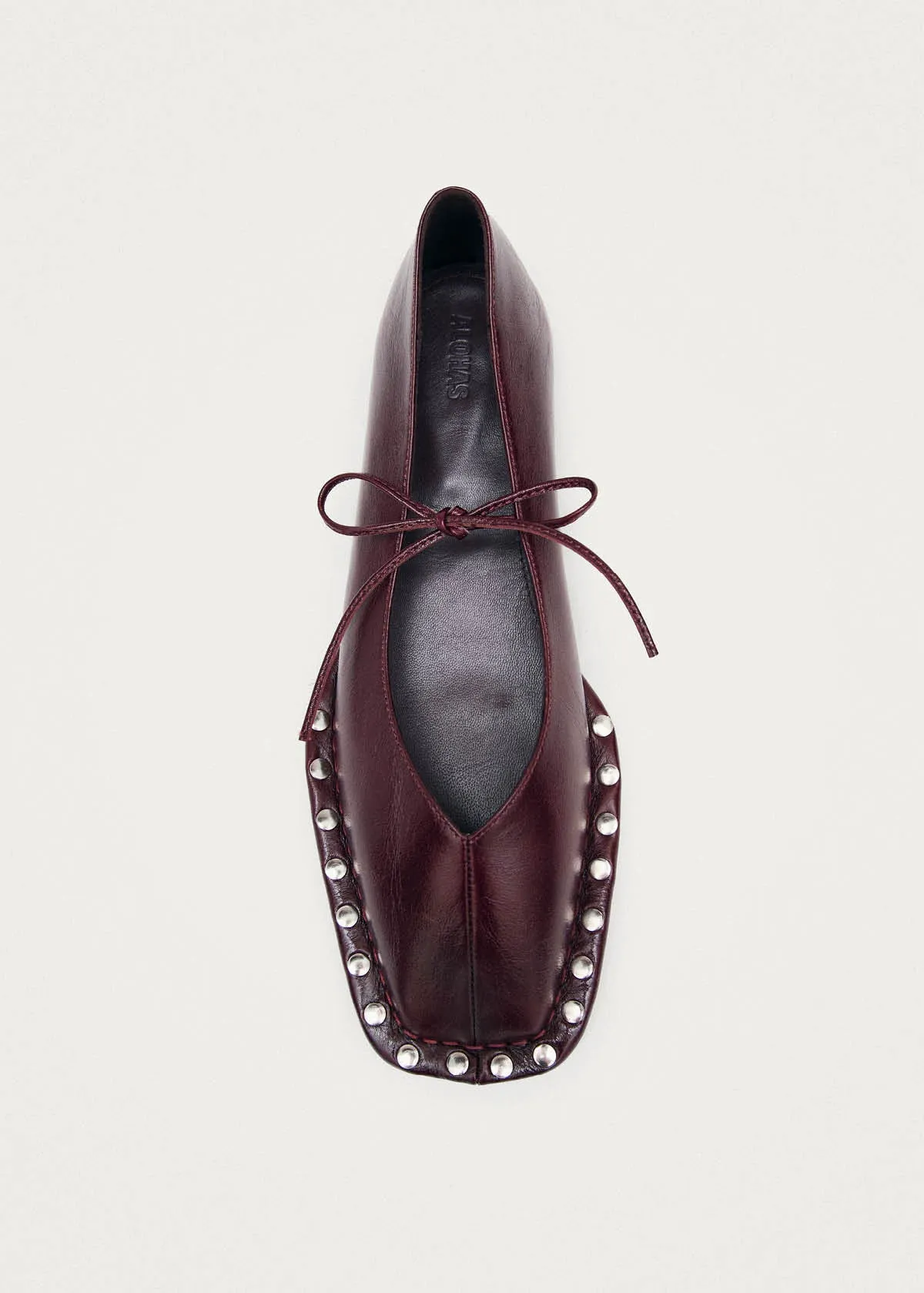 Sway Studs Rift Burgundy Leather Ballet Flats sold by Alohas