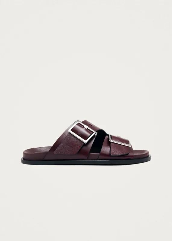 Alba Rift Burgundy Leather Sandals made by Alohas