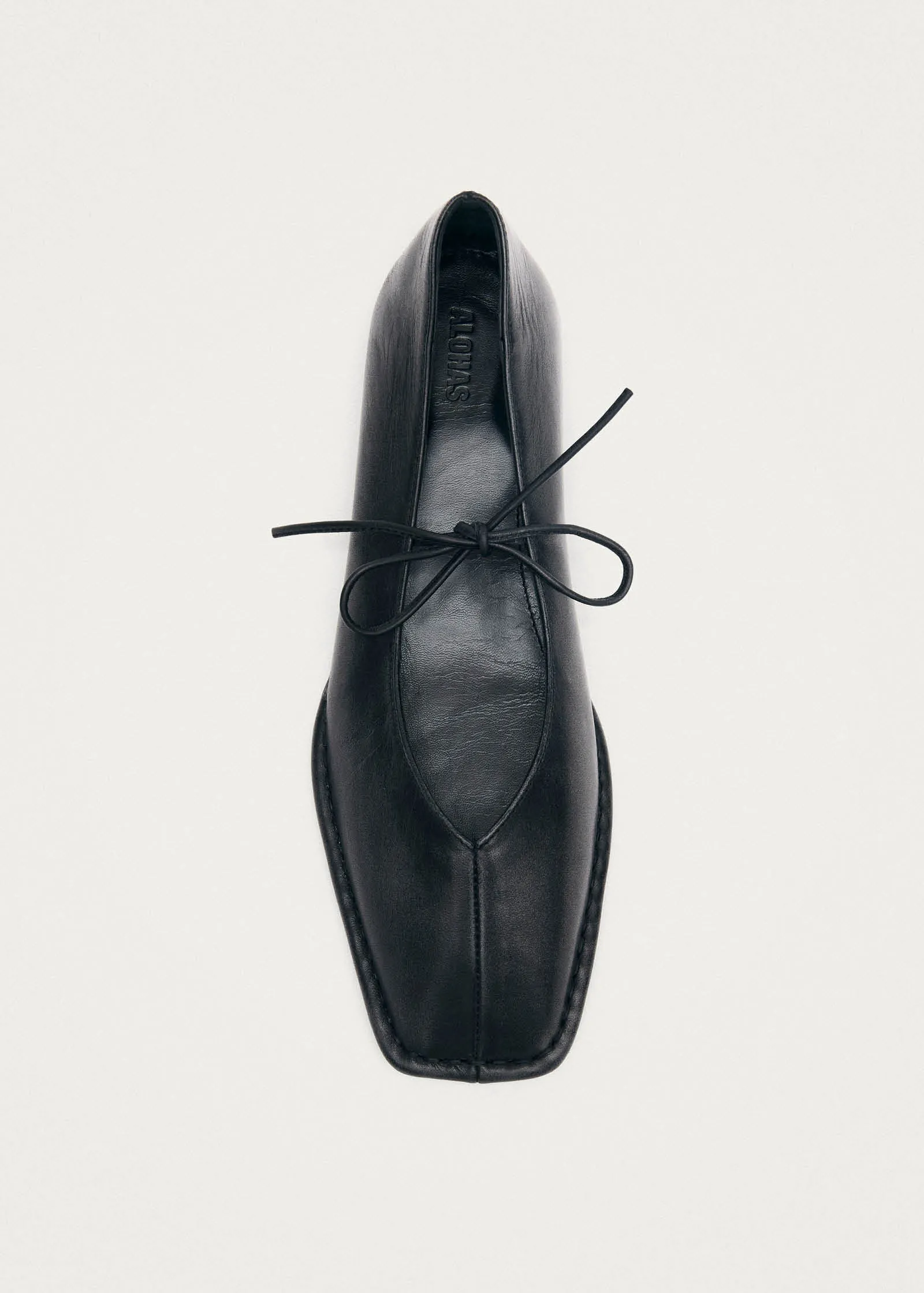 Sway Vintage Effect Black Leather Ballet Flats sold by Alohas