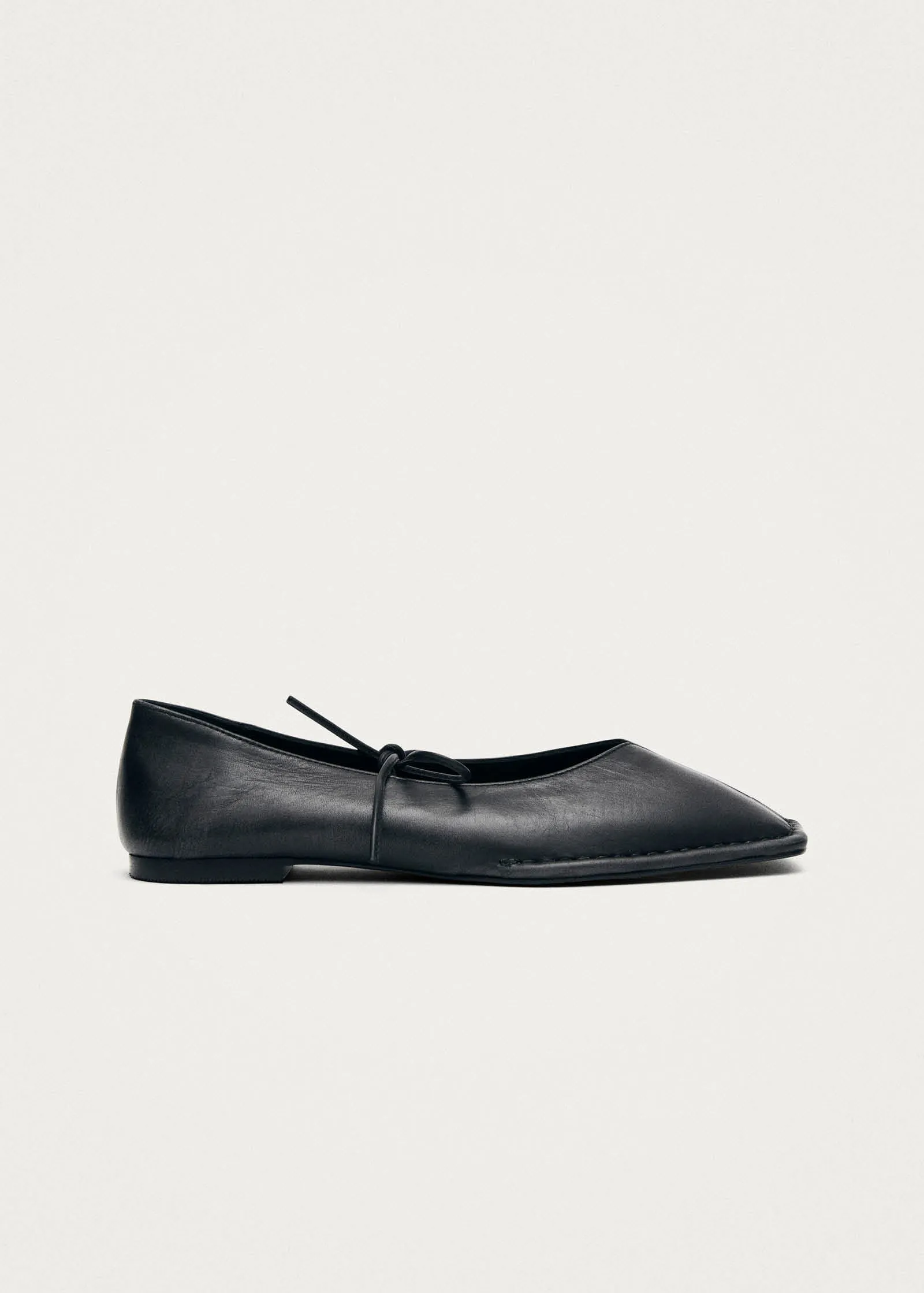 Sway Vintage Effect Black Leather Ballet Flats sold by Alohas product image thumbnail 4
