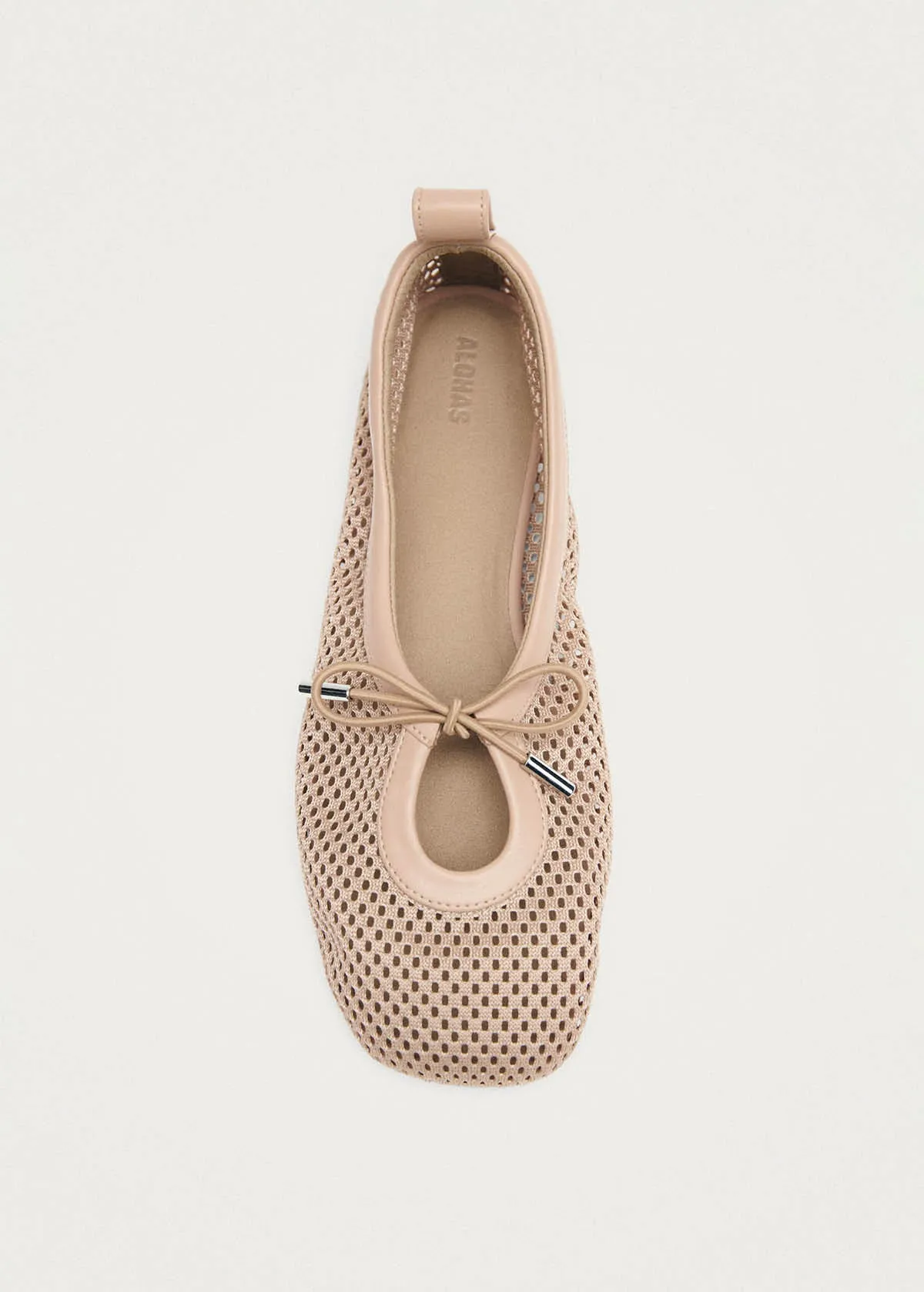 Rosalind Mesh Beige Leather Ballet Flats sold by Alohas
