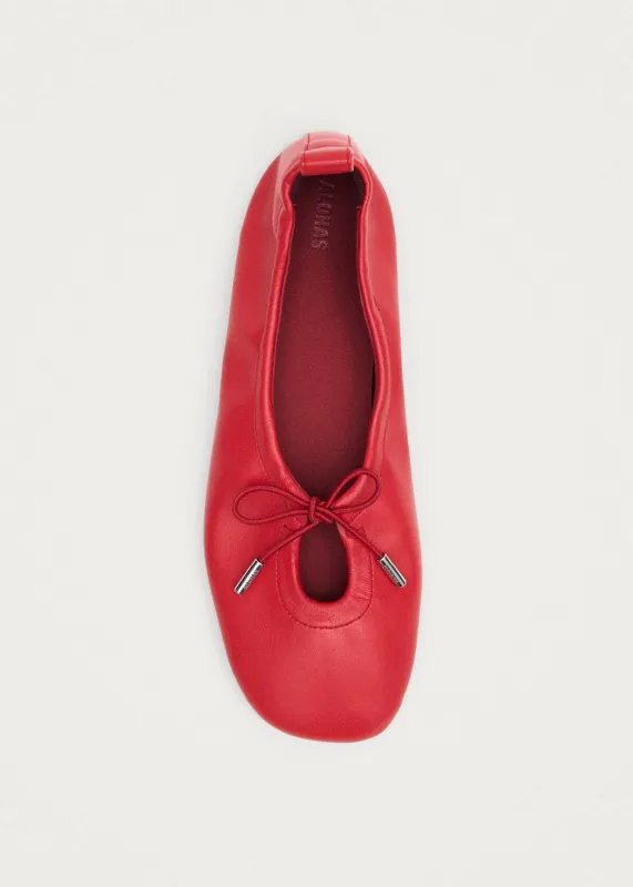 Rosalind Red Vegan Leather Ballet Flats made by Alohas