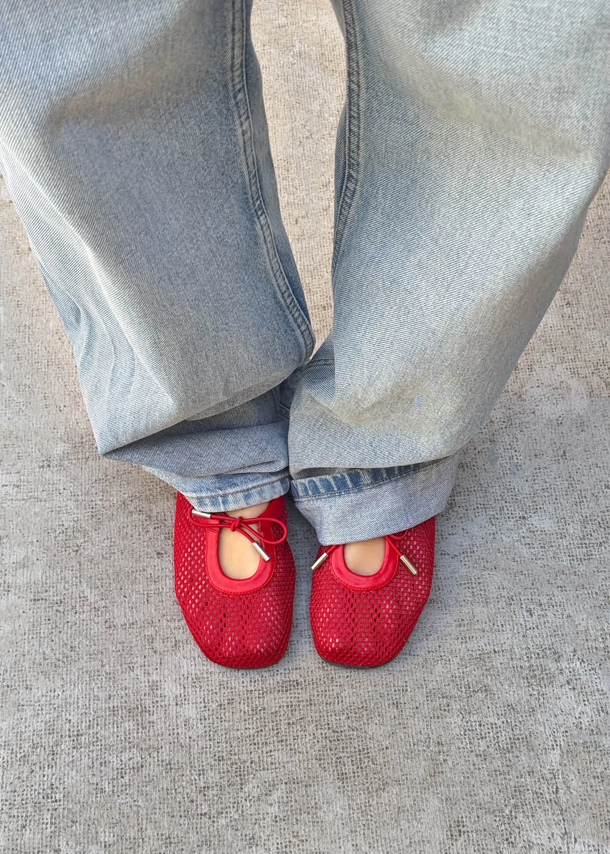 Rosalind Mesh Red Leather Ballet Flats sold by Alohas product image thumbnail 2