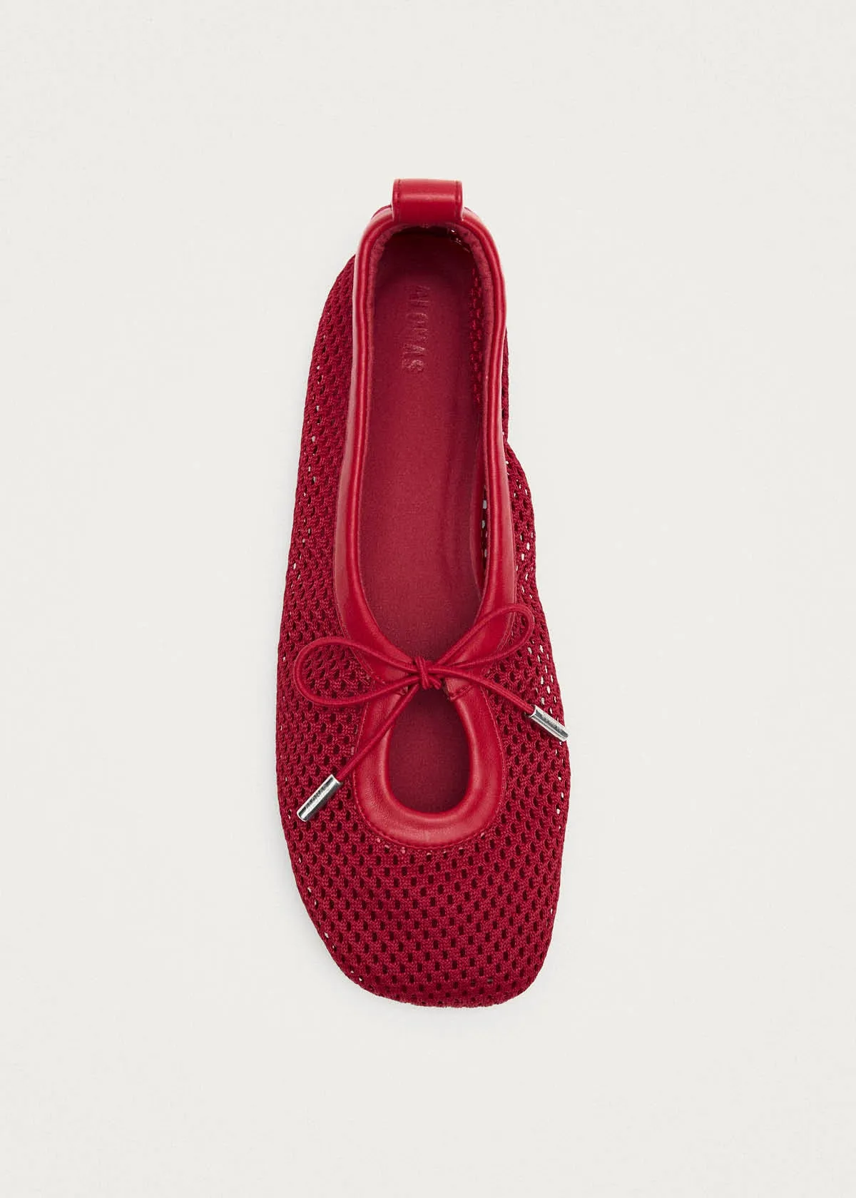 Rosalind Mesh Red Leather Ballet Flats sold by Alohas
