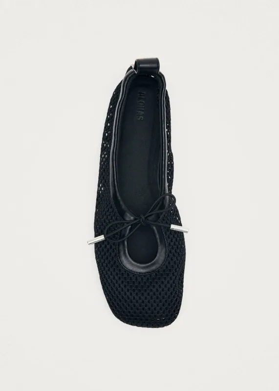 Rosalind Mesh Black Leather Ballet Flats made by Alohas