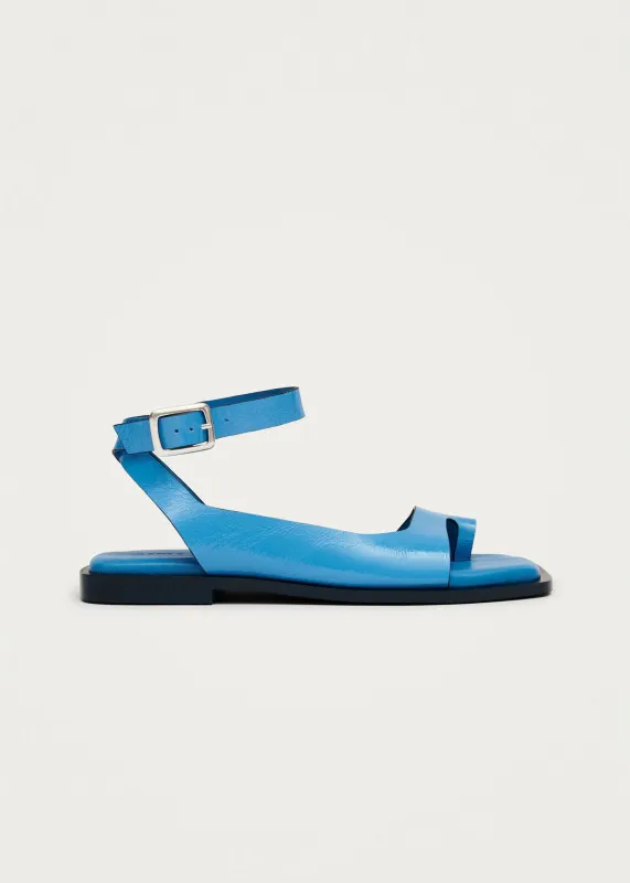 Tebas Patent Blue Leather Sandals made by Alohas