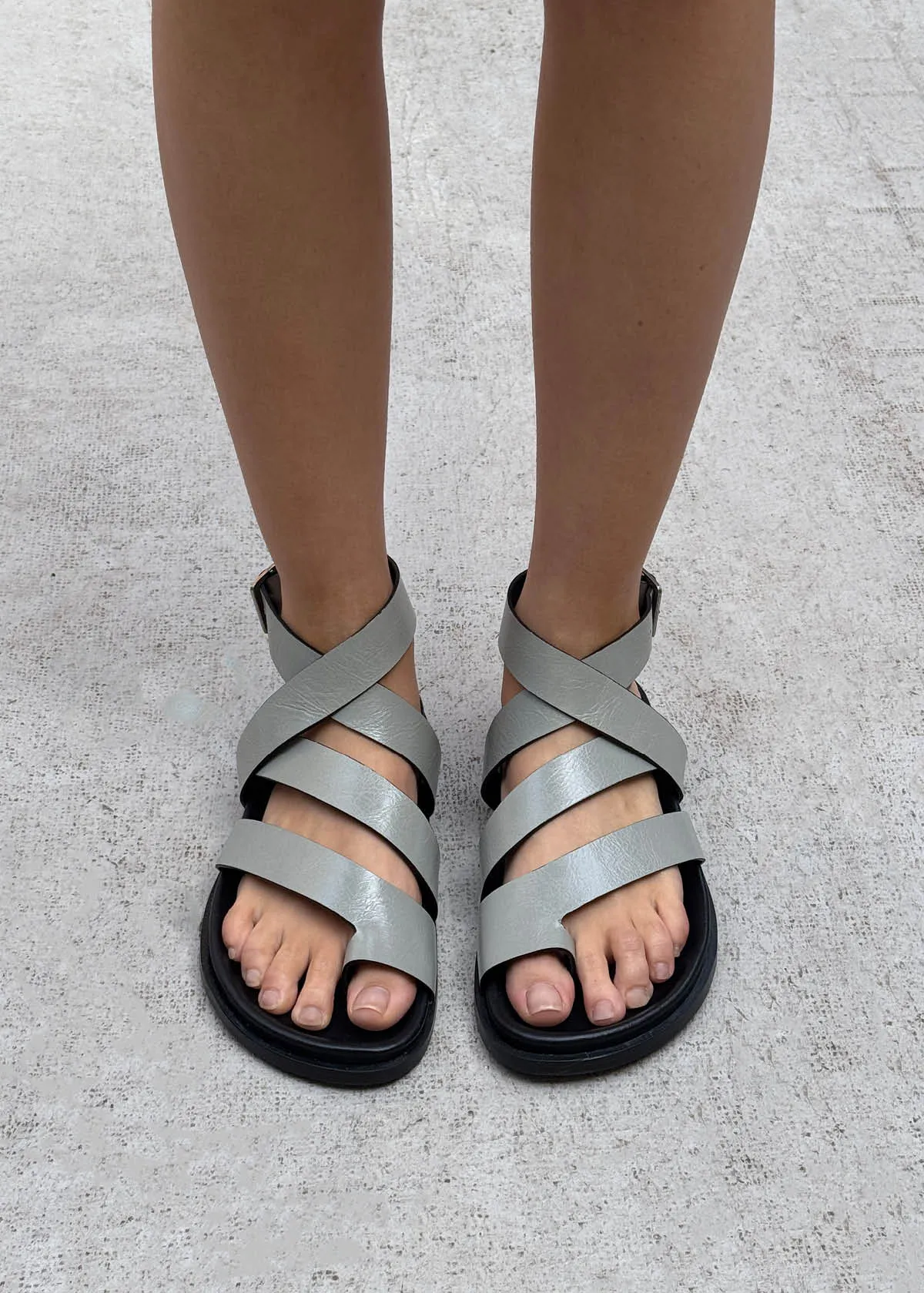 Tide Rift Grey Leather Sandals sold by Alohas product image thumbnail 2