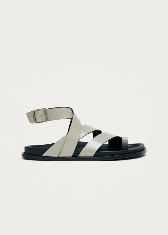 Tide Rift Grey Leather Sandals made by Alohas