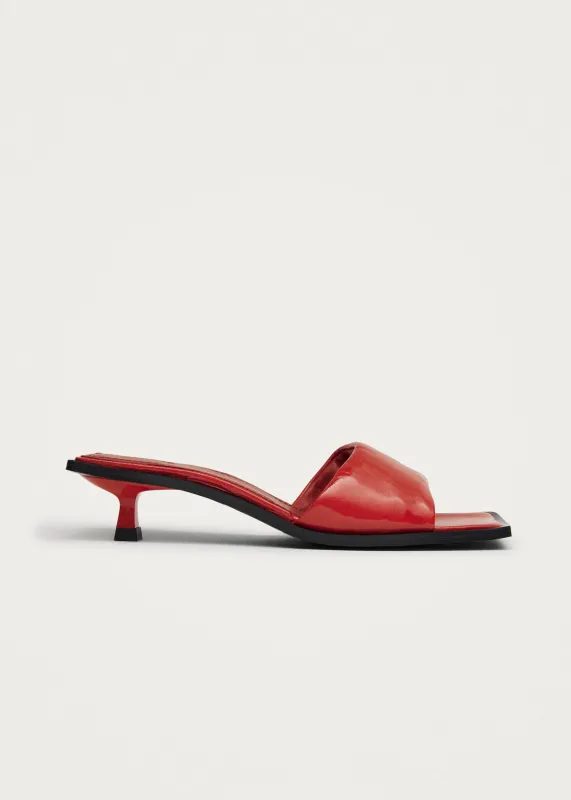 Kia Patent Red Leather Sandals made by Alohas